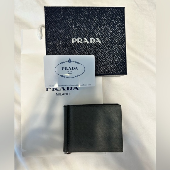 Prada Saffiano Leather Wallet - Grey - Picture 1 of 8